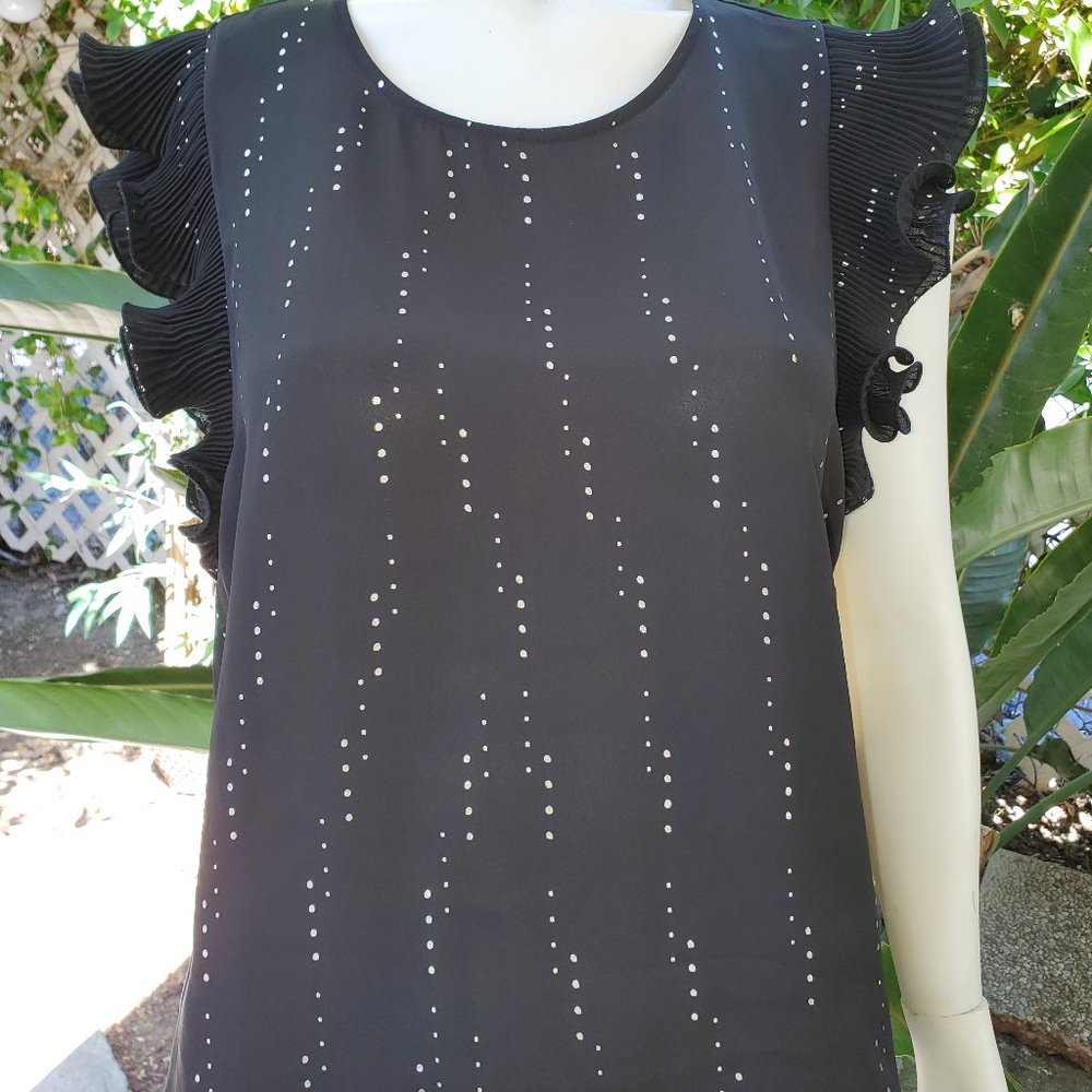 WHO WHAT WEAR  BLACK SILVER DRESS TOP XL